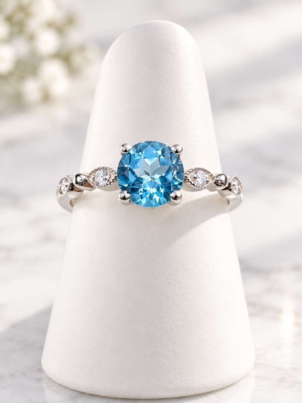 Size 5.5 Swiss Blue Topaz Sterling Silver Ring